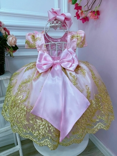 Vestido Infantil Festa Princesa Rosa Realeza Jardim das Borboletas na internet