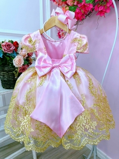Vestido Infantil Festa Princesa Rosa Realeza Jardim das Borboletas - loja online
