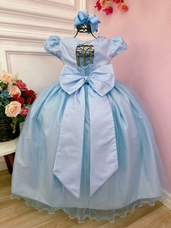 Vestido Infantil Longo Dama de Honra Azul Casamento Renda na internet