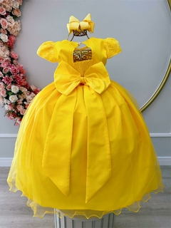 Vestido Infantil Longo Dama de Honra Amarelo Casamento Renda na internet