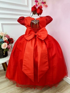 Vestido Infantil Longo Dama de Honra Vermelho Casamento Renda na internet