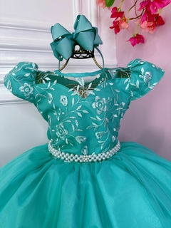 Vestido Infantil Longo Dama de Honra Verde Casamento Renda - comprar online