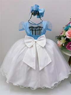 Vestido Infantil Azul Pérolas na internet