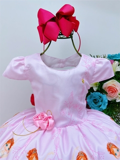 Vestido Infantil Rosa Saia Floral Bailarina - comprar online