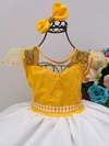 Vestido Infantil Amarelo e Saia Off Pérolas - comprar online
