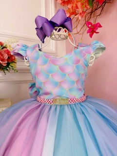 Vestido Infantil Sereia Colorido Cinto Pérolas - comprar online