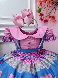 Vestido Infantil Rosa Fazendinha Bichos - comprar online