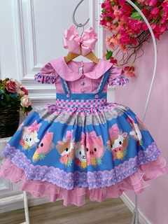 Vestido Infantil Rosa Fazendinha Bichos - Gilerá Fashion