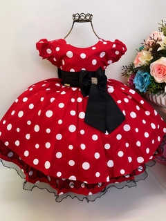 Vestido Infantil Fantasia Luxo Minnie Vermelho