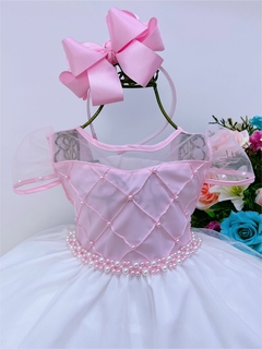 Vestido Infantil Rosa Pérolas - comprar online