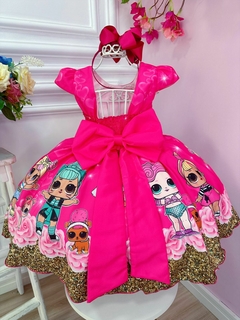 Vestido Infantil Pink Lol com Laço e Strass na internet