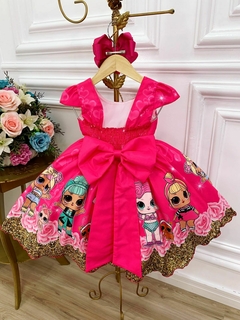 Vestido Infantil Pink Lol com Laço e Strass - loja online