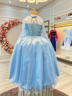 Fantasia Infantil Princesas Elsa Frozen com Capa Luxo Festas