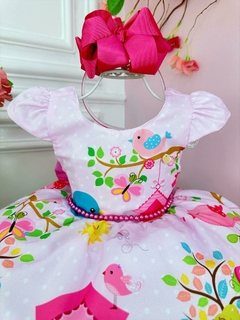 Vestido Infantil Cantinho dos Passarinhos Rosa Com Pérolas - comprar online