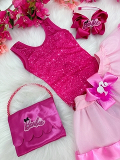 Fantasia Infantil Barbie Pink Body e Saia Rosa Luxo - Gilerá Fashion