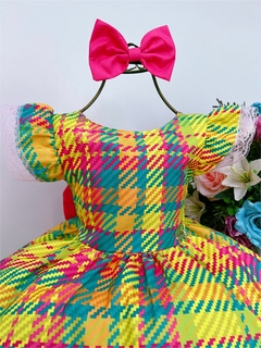 Vestido Infantil Colorido Xadrez Luxo - comprar online