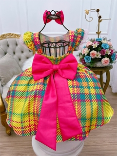 Vestido Infantil Colorido Xadrez Luxo na internet