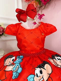 Vestido Infantil Vermelho Mônica e Sansão Cinto de Pérolas - comprar online