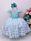 Vestido Infantil Verde Cinto com Pérolas e Strass Luxo