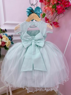 Vestido Infantil Verde Plissado com Flores Borboleta - loja online