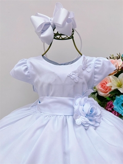 Vestido Infantil Branco com Aplique de Borboletas - comprar online