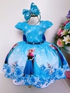 Vestido Infantil Festa Frozen Princesa Gelo Olaf Luxo Pérolas