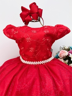 Vestido Infantil Longo Dama de Honra Vermelho Brilho Casamento - comprar online