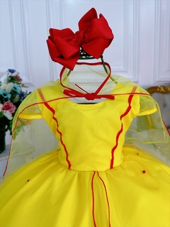 Vestido Infantil Bela e a Fera Com Capa e Pérolas Princesas - comprar online