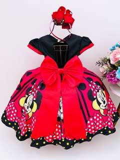 Vestido Infantil Festa Vermelho Minnie com Cinto Pérolas Festas na internet