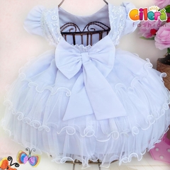 Vestido Infantil Branco Babados para Festas Daminhas Batizados na internet