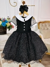 Vestido Infantil Wandinha Com Glitter Princesas