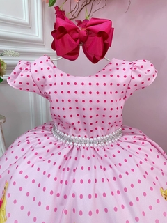 Vestido Infantil Barbie Rosa com Cinto de Pérolas e Strass - comprar online