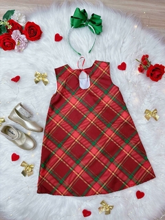 Vestido Infantil Trapézio Vermelho Xadrez Natal Festas - comprar online