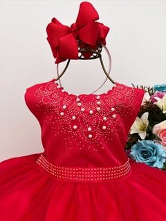 Vestido Infantil Longo Vermelho Princesa Luxo Festas - comprar online