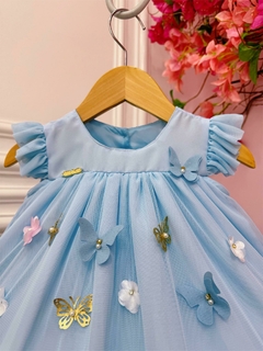 Vestido Infantil Bebê Azul Jardim Encantado Luxo - comprar online