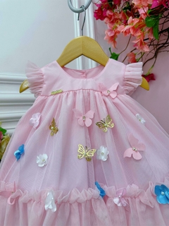 Vestido Infantil Bebê Rosa Jardim Encantado Luxo - comprar online