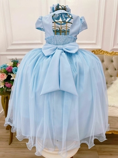 Vestido Infantil Longo Azul Busto com Pérolas na internet