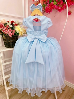 Vestido Infantil Longo Azul Busto com Pérolas - loja online