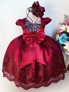 Vestido Infantil Festa Realeza Marsala Casamento na internet