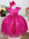 Vestido Infantil Festa Luxo Realeza Pink Renda