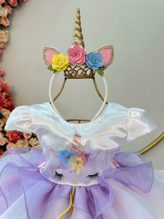 Vestido Infantil de Festa Tema Unicórnio Colorido Cílios - comprar online