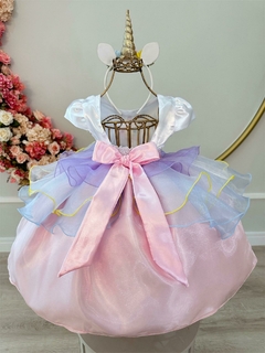 Vestido Infantil de Festa Tema Unicórnio Colorido Cílios na internet
