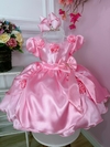 Vestido Infantil Princesa Aurora Com Aplique de Flores