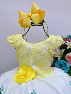 Vestido Infantil Amarelo Renda Jardim das Flores - comprar online