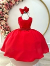 Vestido Infantil de Festa Vermelho Strass