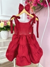 Vestido Infantil Vermelho Escuro Strass no Busto Festas