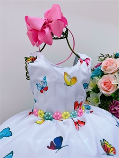 Vestido Infantil Jardim das Borboletas Branco de Festa - comprar online
