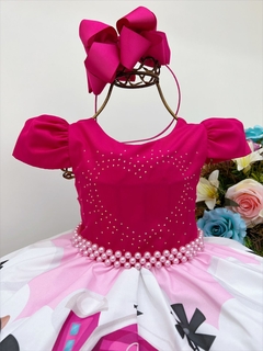 Vestido Infantil Fazendinha Pink Floral Com Pérolas e Strass - comprar online