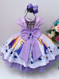 Vestido Infantil Festa Rapunzel Lilás Com Pérolas Princesas Festas na internet