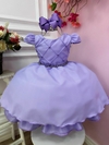 Vestido Infantil Lilás Com Cinto de Pérolas Casamento Luxo